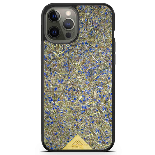 Organic Lavender Phone Case.  All-natural sustainably harvested organic lavender,  Attractive modern look and style,  Coated with non-toxic sugar based resin, Water-resistant,  Recyclable PU case (made in SGS certified non-toxic production),  Ultra-Slim and lightweight,  Durable and Drop tested,  Full phone encasing with above screen lip,  Provides great grip,  Wireless Charging and Mag Safe Compatible,  Made in Europe.